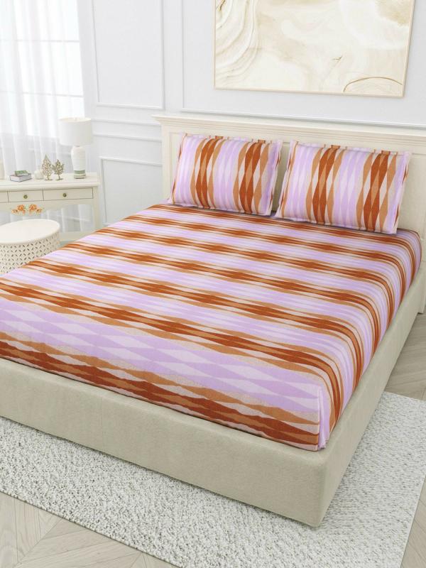Bombay Dyeing Brown Cotton Double Bed Sheet With Pillow Cover JioMart