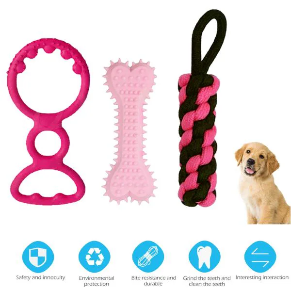 Emily Pets Chew Tug Toys for Puppy, Puppy Toys Combo (Color May Vary