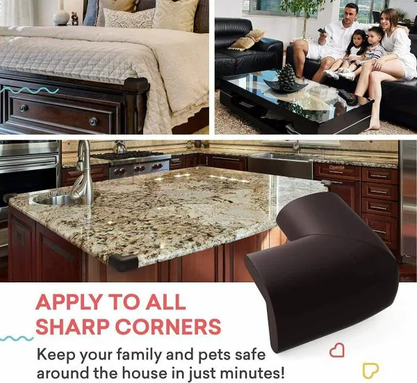CONIFINITIVE 20PC BABY SAFERT CORNER BROWN Brown Baby Proofing Corner