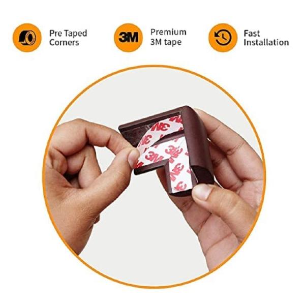 CONIFINITIVE 20PC BABY SAFERT CORNER BROWN Brown Baby Proofing Corner