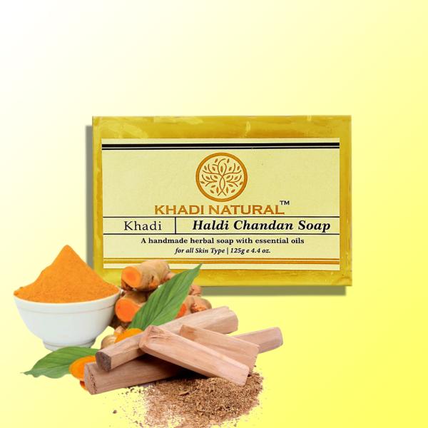 Khadi Natural Haldi Chandan Bathing Herbal Soap For AntiBacterial