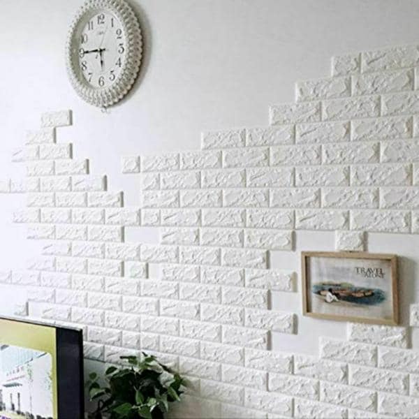SATYAM KRAFT PE Foam Wall Stickers 3D Self Adhesive Wallpaper (White)  Wallpaper Covers - JioMart