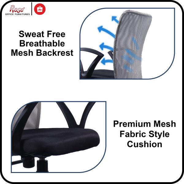 Rose Sigma Grey Mesh Mid Back Office Chair JioMart