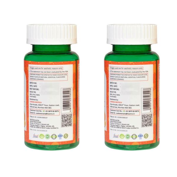 TeamRX Vitamin C+ Zinc Chewable Tablets with Citrus Bioflavonoids 60 Tablets_(Pack of 2