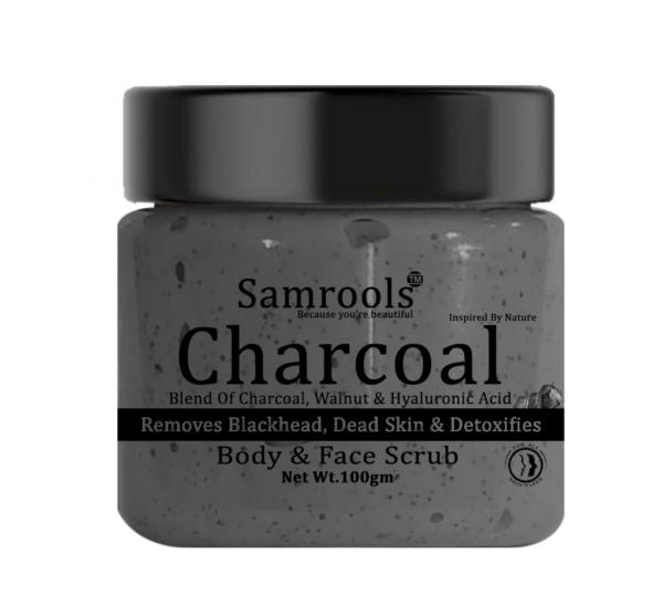 SAMROOLS Charcoal Face & Body Scrub For Remove Black Heads For Men