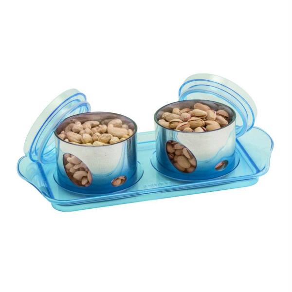 Fable Brown Plastic Airtight Dry Fruit Set Box with Lid Serving Tray