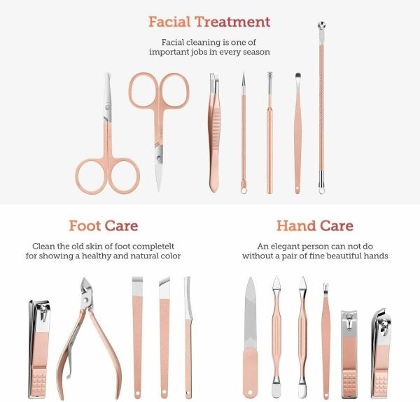 FIGMENT Stainless Steel Professional Manicure Kit Set Nail Cutter For Women  Nail Scissors Grooming Kit Manicure Pedicure Kit For Women Nail Acne  Remover needle (18 in 1) - JioMart