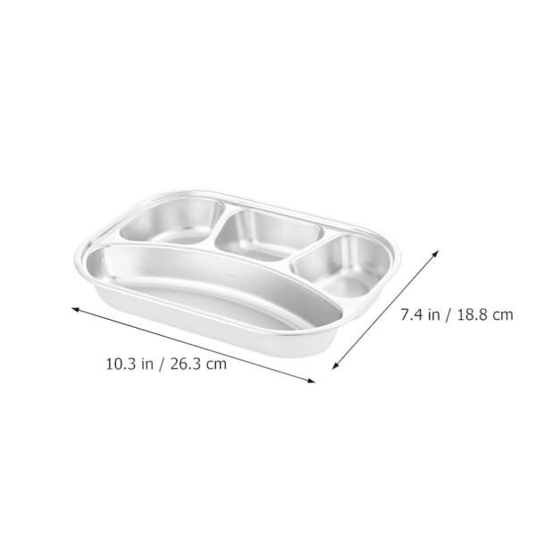 Kunya Stainless Steel Divided Lunch Plate Rectangular Divided Dinner
