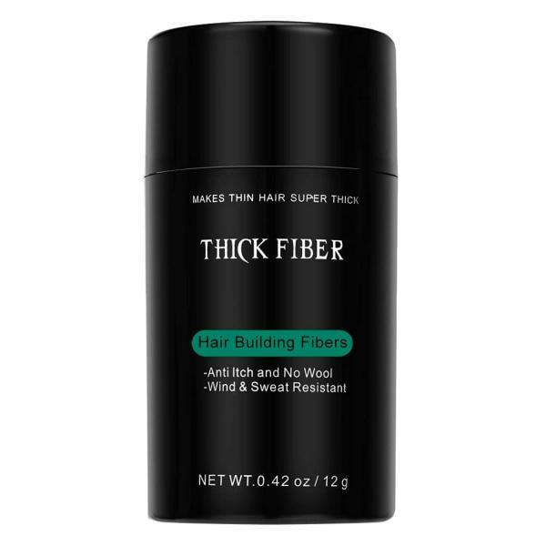 THICK FIBER Hair Building Fibers (BLACK) 12gm, Hair Fiber for Thinning