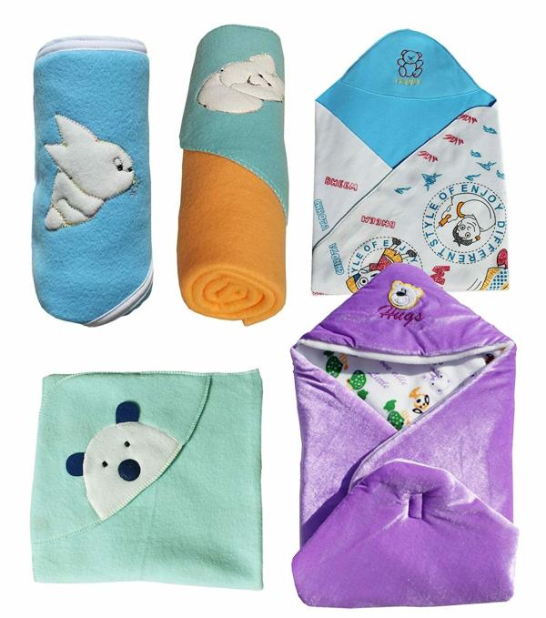 My Newborn Multicolor All Season Baby Blanket Wrappers, Multicolor