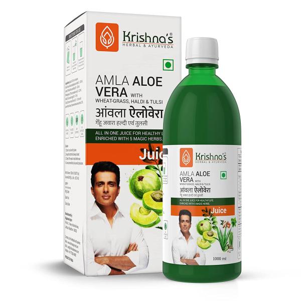 Krishna's Herbal & Ayurveda Amla Aloe Vera Wheat Grass Haldi Tulsi