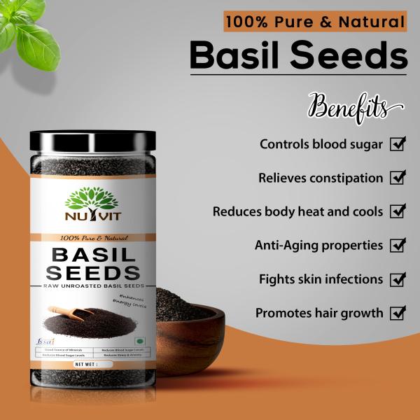 Nutvit Basil Seeds 300g Tukmaria Seeds with high fibre and Omega 3