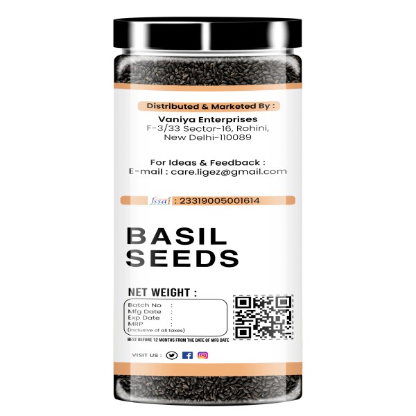 Nutvit Basil Seeds 300g Tukmaria Seeds with high fibre and Omega 3