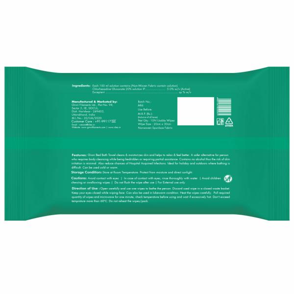 GINNI Sponge Bed Bath Towel Wet Wipes For Adults & Patients (10 Pulls/Pack, Pack of 3) (40 GSM