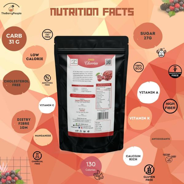 Cherry Dried without Sugar Organic, 100 Natural, 0 Preservatives, Vegan, Sugar Free Imported