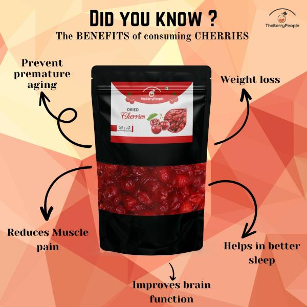 Cherry Dried without Sugar Organic, 100 Natural, 0 Preservatives, Vegan, Sugar Free Imported