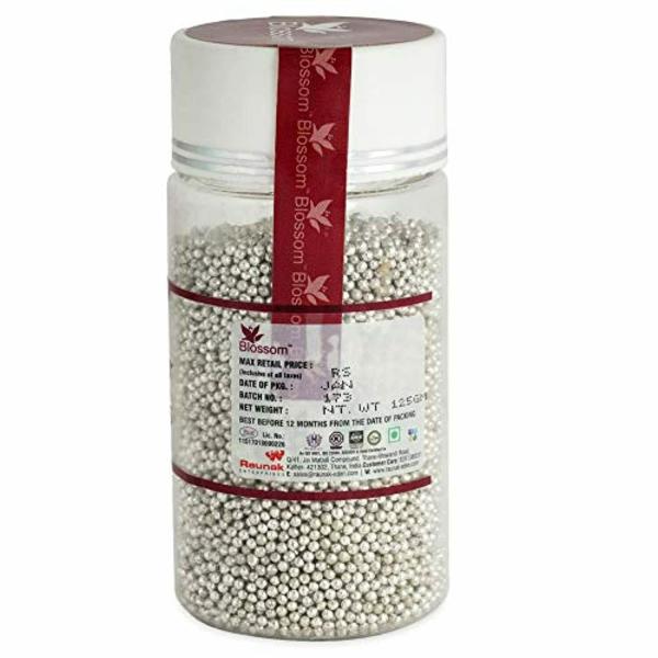BLOSSOM Edible Silver Balls Sprinkles for Cake Decoration (Size 0) 700