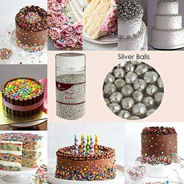 BLOSSOM Edible Silver Balls Sprinkles for Cake Decoration (Size 0) 700