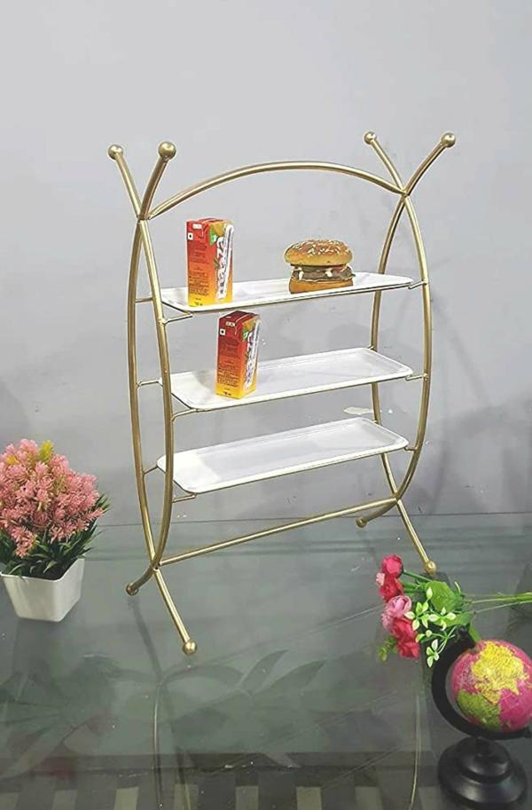 Design Decor Gallery White Iron Buffet Organizer Oval Shape Fruits
