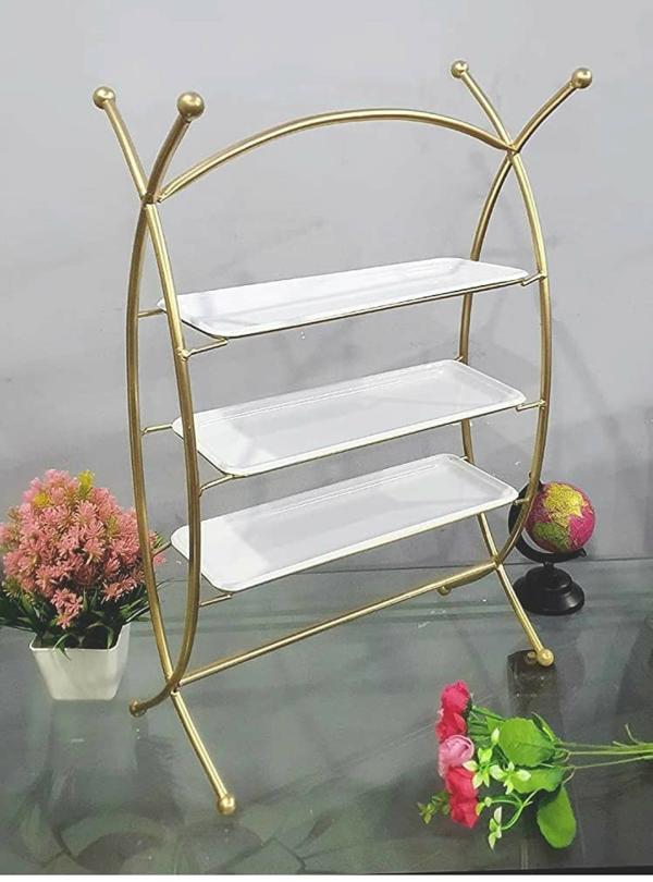 Design Decor Gallery White Iron Buffet Organizer Oval Shape Fruits