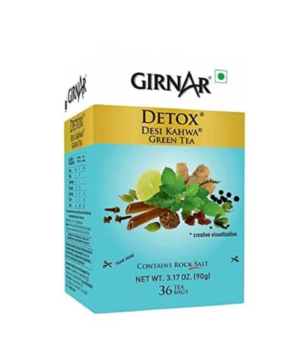 Girnar Detox Green Tea Desi Kahwa 36 Tea Bags 90 Gm JioMart