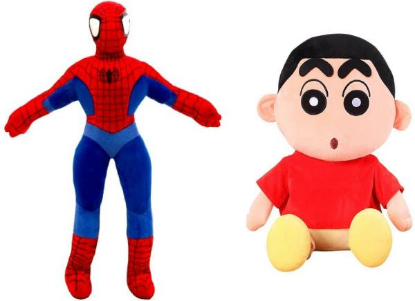 P I Soft Toys multicolor shinchan and spider man for kids special combo  pack 50 cm for 3 years old (pack of 2) - JioMart