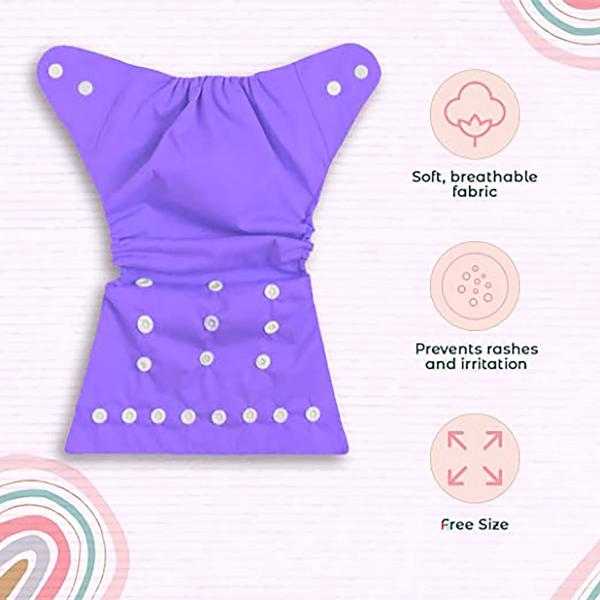 MY NEWBORN Cloth Diapers with 1 Microfiber Insert (Pack of 1, Purple