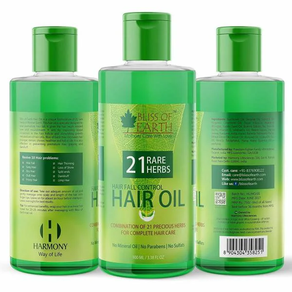Bliss of Earth Hair Fall Control Oil with 21 Rare Herbs Hair Oil JioMart
