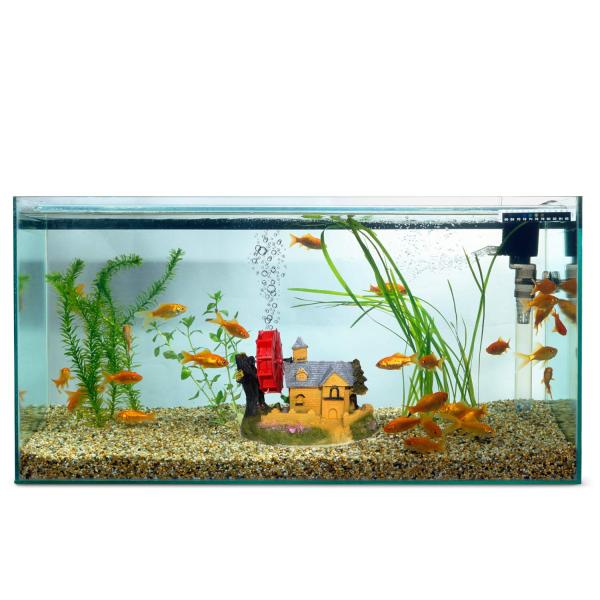 Jainsons Pet Products Aquarium Fish Tank Plastic Plants and Decorative Wheel HUT Aquarium