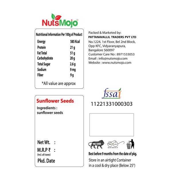 Nutsmojo Premium Raw Sunflower Seeds Rich in Vitamin E, Magnesium, Protein, Sunflower Seeds (200