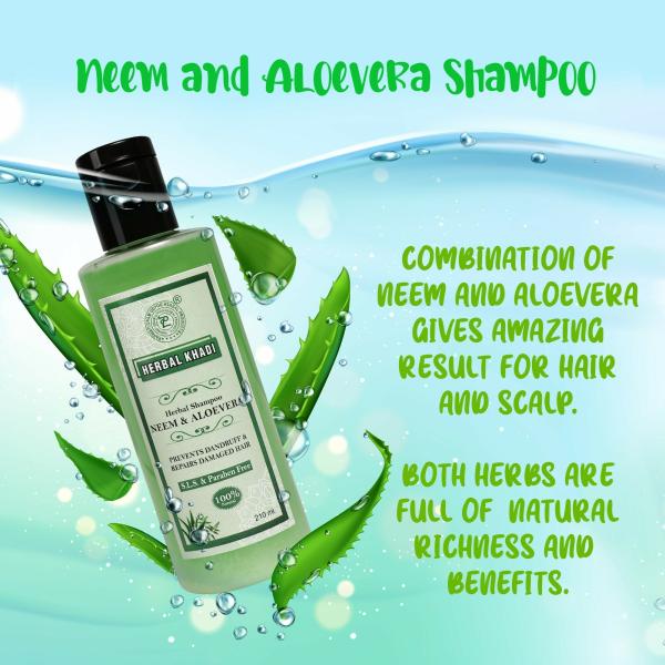 Herbal Khadi Neem Aloevera Herbal Shampoo (No Sulphate, Paraben) Anti