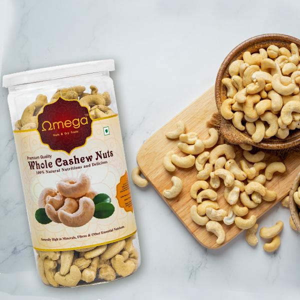 OMEGA 100 Natural Premium Whole Kaju / Cashews (400 g) JioMart