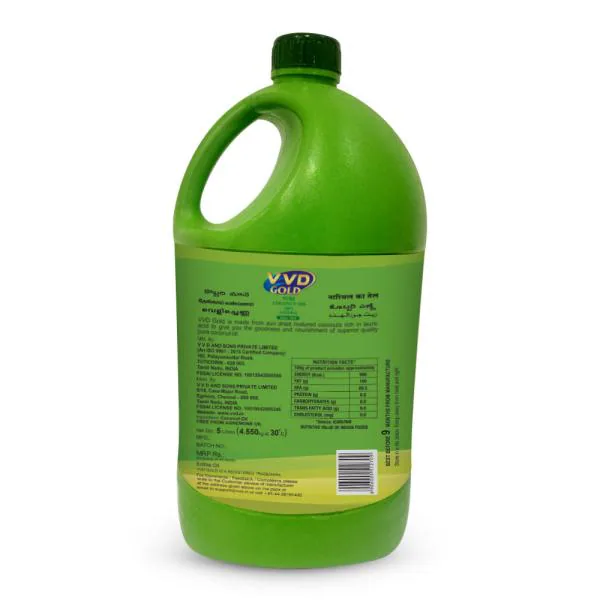 VVD Gold Pure Coconut Oil 5 Litre Can For Cooking Purpose JioMart