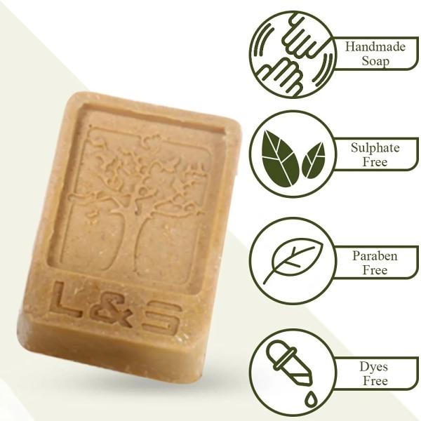 L&S Lila Handmade Besan Turmeric Soap with Glycerin, Sulphate and