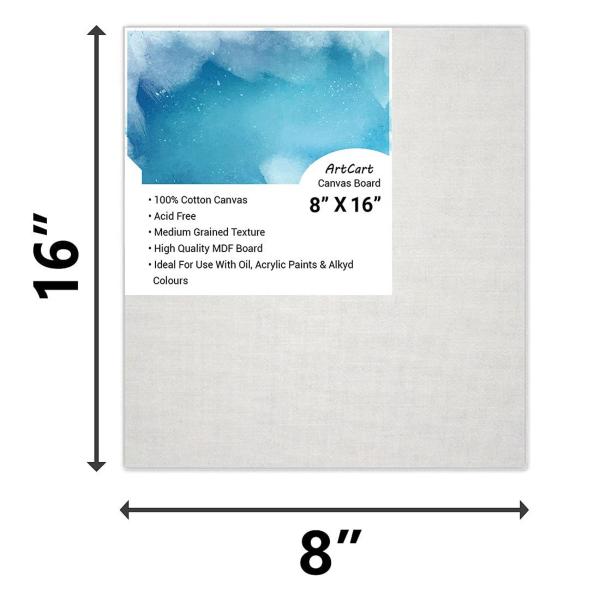 Artcart White Cotton Canvas Oil Painting Boards, 8 X 16 Inch (Pack Of 5
