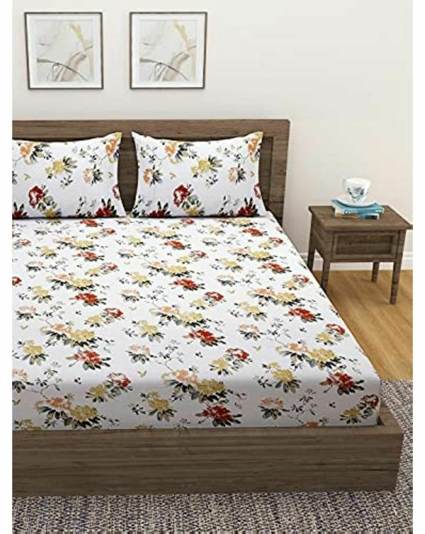 Swayam Floral Design Ananda Cotton Double Bedsheet with 2 Pillow Covers