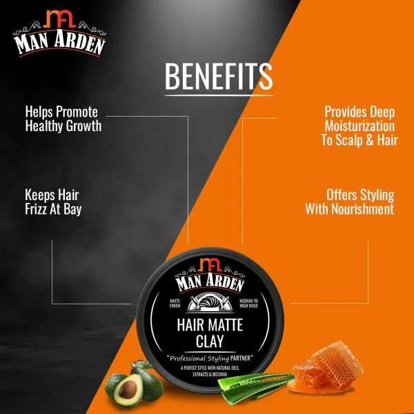 Man Arden Hair Matte Clay Professional Styling For Matte Finish, Medium to  High Hold, Adds Thickness and Texture, Non Greasy, Anytime Re-Stylable,  50gm - JioMart