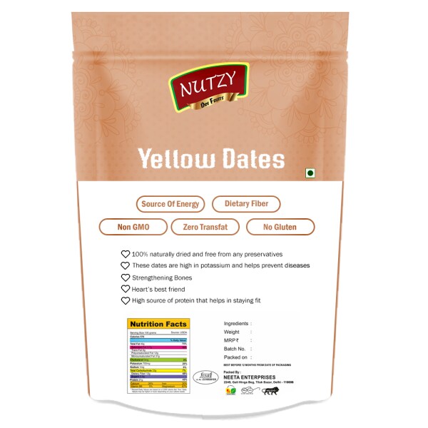 Nutzy Yellow Dates/Peela Khajoor 250g Dates khajoor Dry Fruits