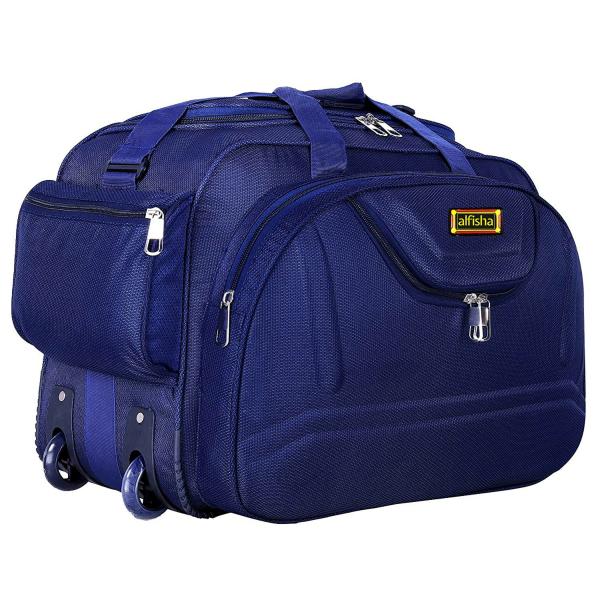 Alfisha Navy Blue Nylon Duffle Bag With Roller Wheels 55 L JioMart