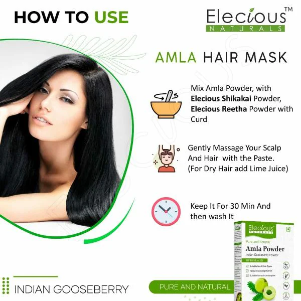 Elecious Amla Indian Gooseberry Powder for Hair Growth (250 Grams) - JioMart