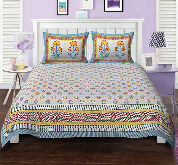 eTape's Cotton Mumtaz Design Paisely Printed King Size Bedsheet With