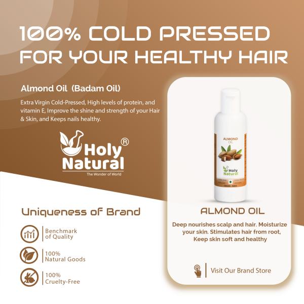 Holy Natural Almond Oil 100ml (Badam Oil), Extra Virgin ColdPressed