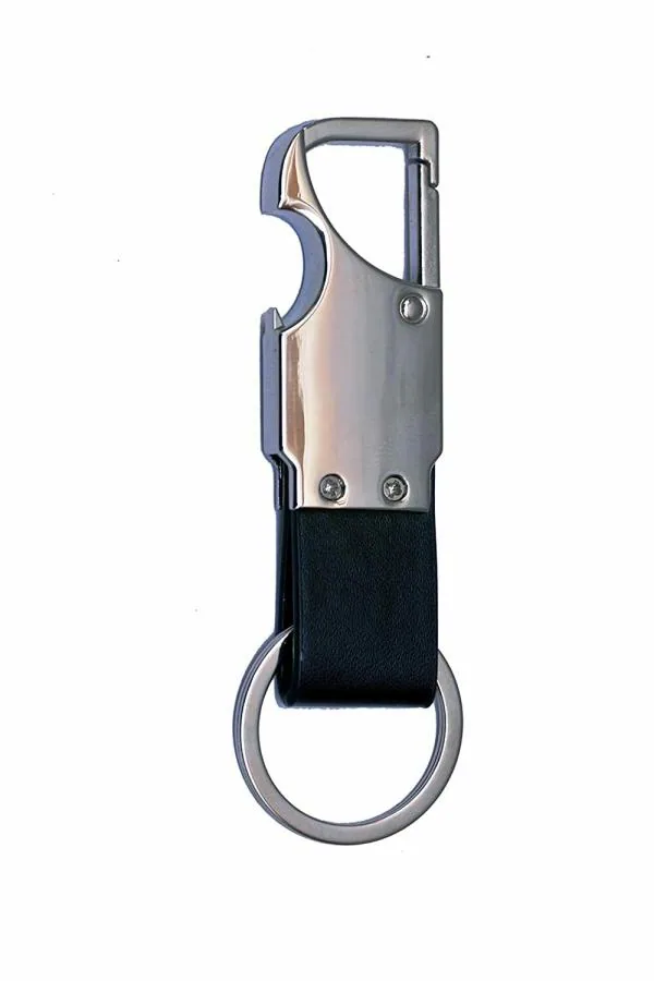 Indeeed Leather Hook Locking Silver Metal key ring Key chain for Bike