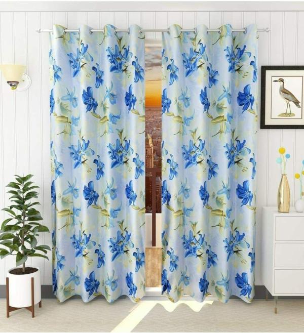 Shinzo Polyester Floral Door Curtain Door Window Curtain Premium Polyester Weaved Parda