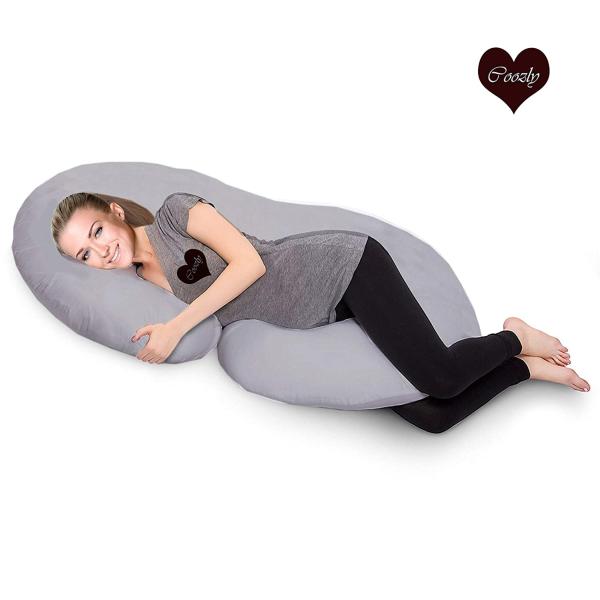 Coozly Grey C Shaped Pregnancy Pillow With Detachable Cover JioMart