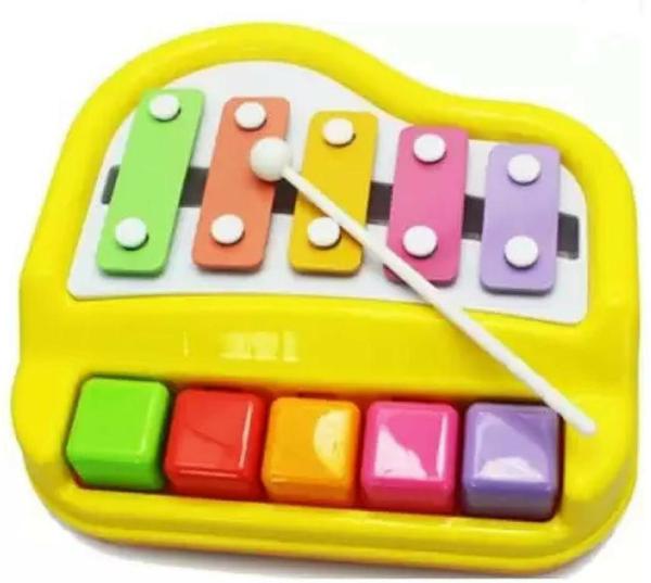 Sanjary Yellow Plastic Xylophone And Piano Toy With Keys 2 Plus Years