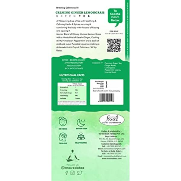 INNOVEDA Calming Ginger Lemon Green Tea Digestion Antioxidants Rich 50