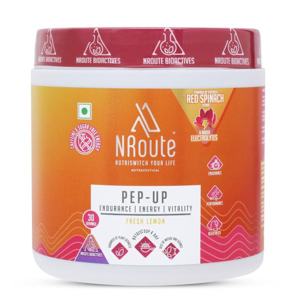 NRoute PEPUP Energy Booster Tangy Lemon Energy Drink Powder 150g for