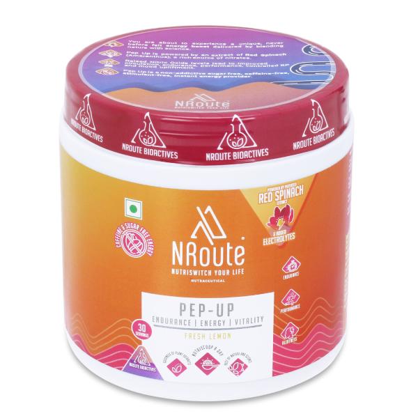 NRoute PEPUP Energy Booster Tangy Lemon Energy Drink Powder 150g for