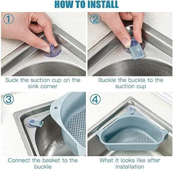 Sink Basket Strainer, MultiFunctional Kitchen Triangle Drain Sink